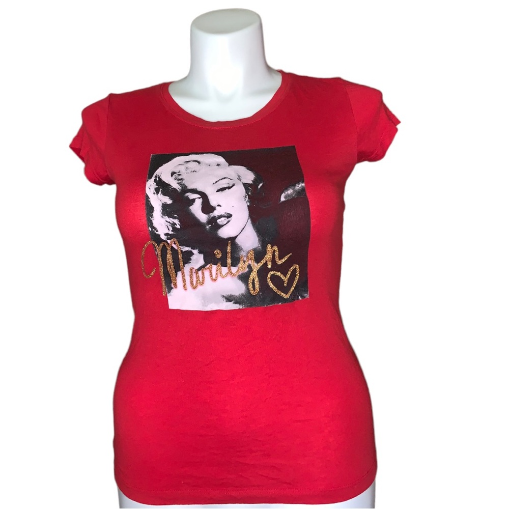 Marilyn Monroe Red Graphic Tee Shirt, Size L